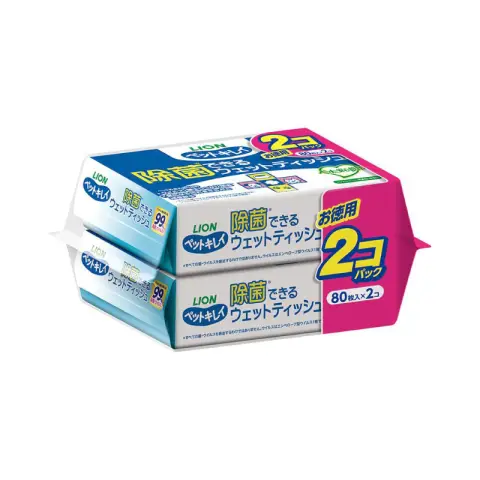 Lion Pet Antibacterial Wipes, 80pcs x 2 Packs