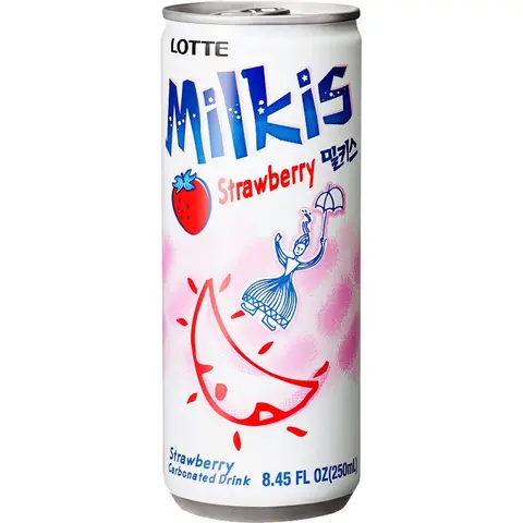 Lotte Milkis Boisson gazeuse au lait saveur fraise - 30 x 250 ml