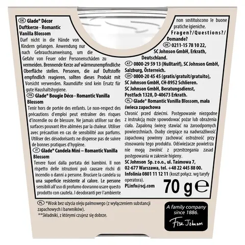 Glade Decor Duftkerze Romantic Vanilla Blossom 70g