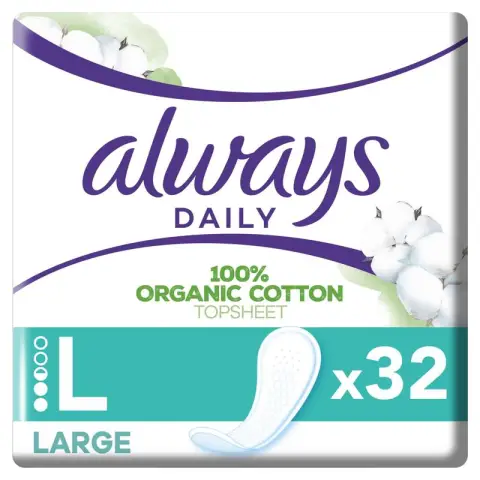 Always Dailies Panty Liners Cotton Protection Large 32 pcs Pads L