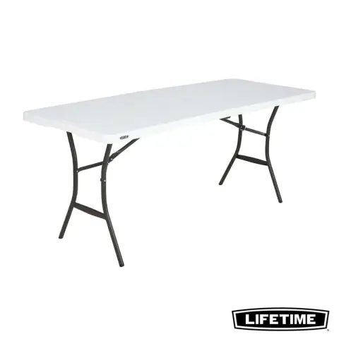Lifetime 6'x2.3' (183x70 cm) Essential Fold-in-Half Table (white granite)