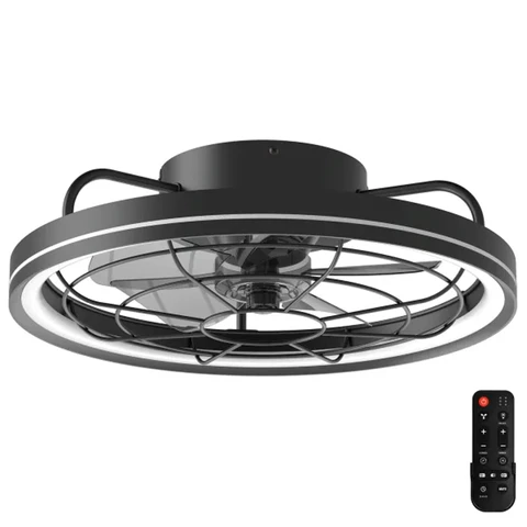 Aigostar Ceiling Fan with Light, 19.5 Inches, 5 Blades, 6 Speeds, Black