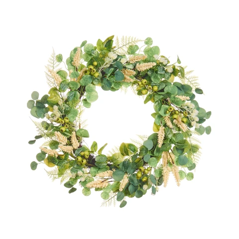 WeRChristmas Artificial Floral Eucalyptus Spring Wreath, Cream, 28 Inch