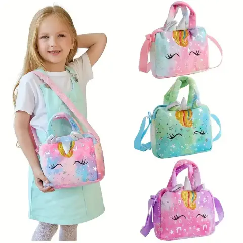 Süße Einhorn Cord Umhängetasche Crossbody Bag, Lila Lila