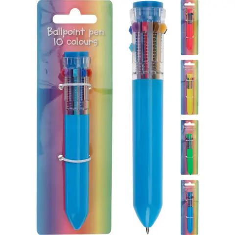 Mehrfarbiger Kugelschreiber (10 Farben, Druckmechanismus)