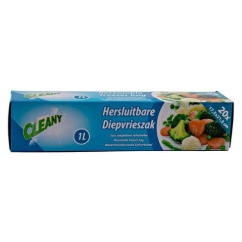 Cleany Hersluitbare Diepvrieszak 1 ltr in doos à 20 st