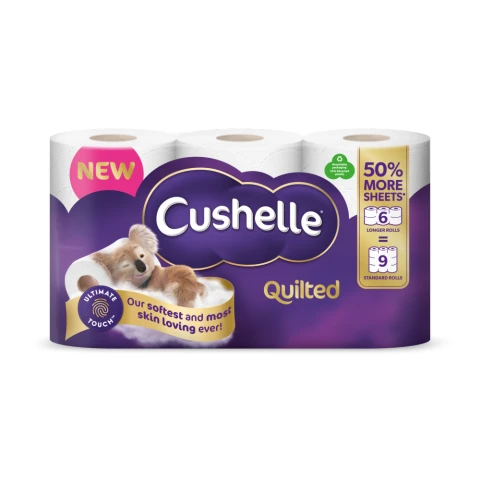 Cushelle Quilted Toilet Roll 6 Rolls 50% More Sheets