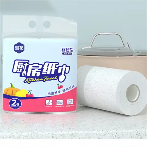 Manhua 2 Roll Kitchen Paper Towels with Oil Absorption Water Absorption Thickening and No Deformation Paper Towel