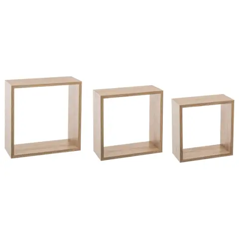 Wandkubus Plank Eiken Natuurlijk Groot Set van 3