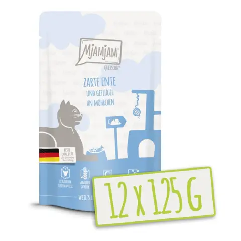 MjAMjAM Quetschie – Malse eend & gevogelte met wortelen 125g x 12