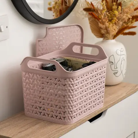 Medium Urban Store Basket with Lid - 14L-Blush Pink