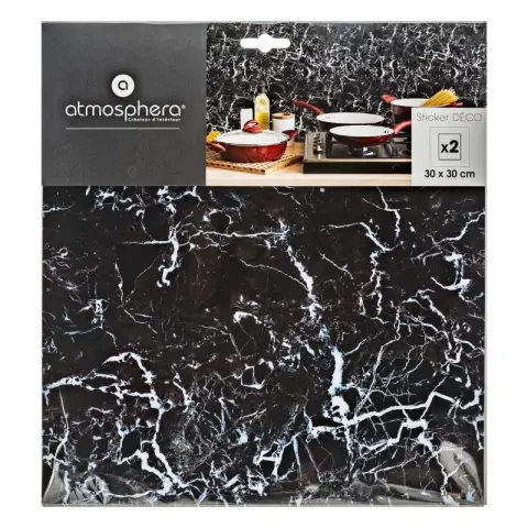 Lot de 2 autocollants pour carrelage en marbre noir