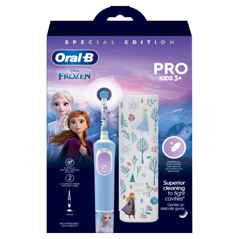 Oral-B Kids Frozen Vitality PRO Electric Rechargeable Toothbrush for Age 3+ Giftset + Travel Case