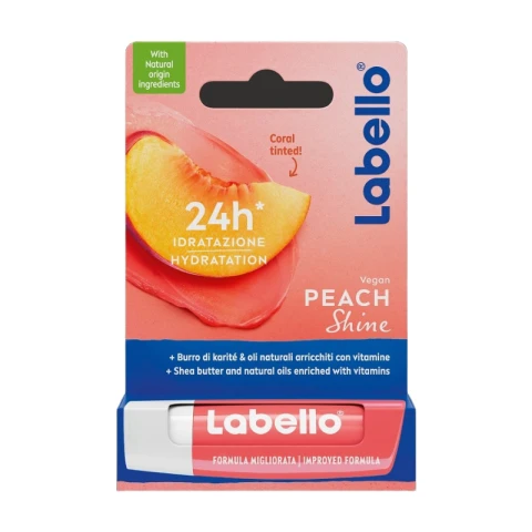 Labello Peach Shine Moisturizing Colored Lip Balm with Sweet Peach Flavor