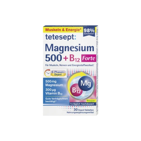 tetesept: Magnesium 500+ Vitamin B12  30 Tbl