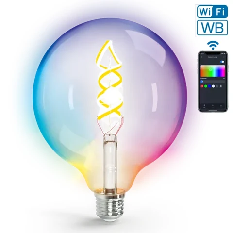 Aigostar WIFI WB Smart Filament Bulb G125 E27 4.9W RGBW