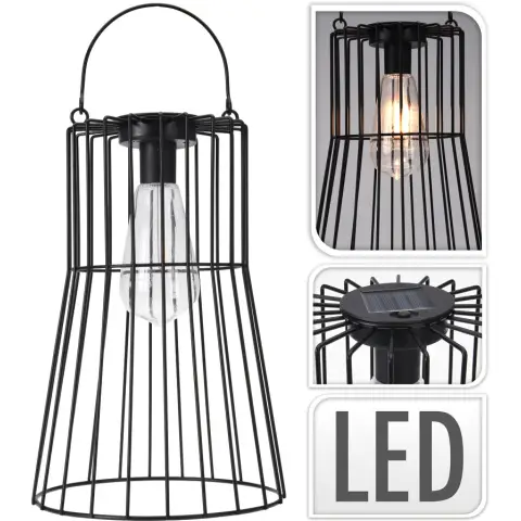 LED Solar Lamp Durable Decorative Lamp Black 29cm