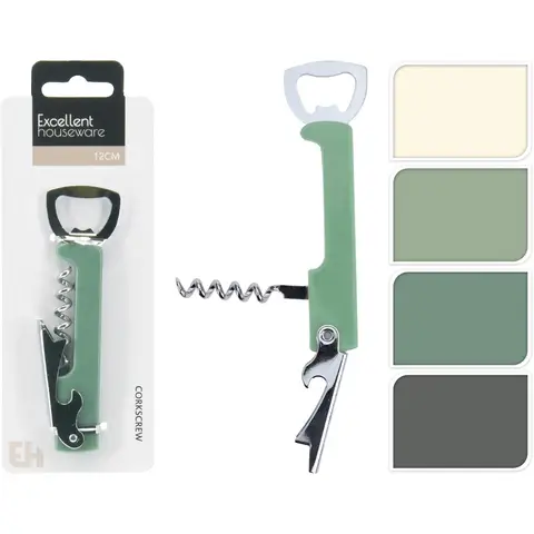 Excellent Houseware Flaschenöffner Manueller Korkenzieher Korkbohrer 12cm zufällige Farbe