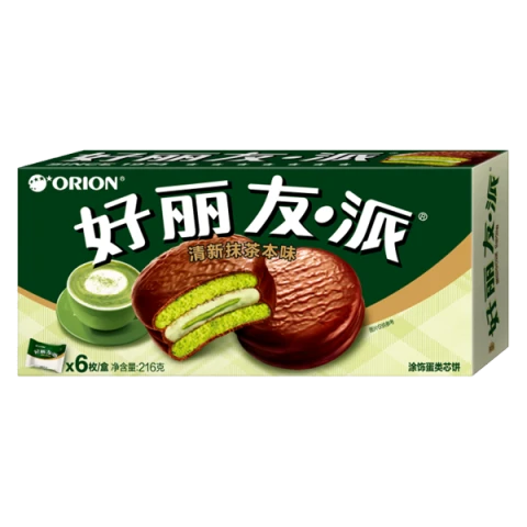 ORION CHOCO PIE 6PCS (GREEN TEA FLAVOUR) 216g 好丽友派清新抹茶味 6枚 216g