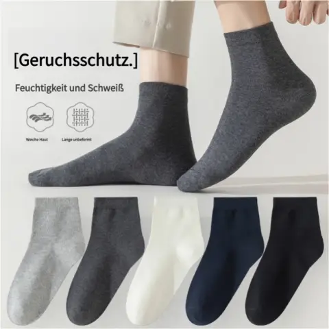 5-Pair Men's Socks Solid Color Medium Socks Four Seasons Comfortable Men's Socks Cotton Socks
