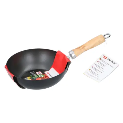 Wok avec manche en bois Ø20,5x6cm
