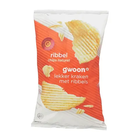 Gwoon Ribbel Chips Naturel 250 g