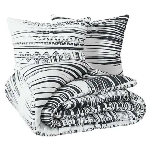 Bedding Set - Pillowcase 65 x 65 cm * 2 + Duvet Cover 240 x 220 cm * 1 - Black & White