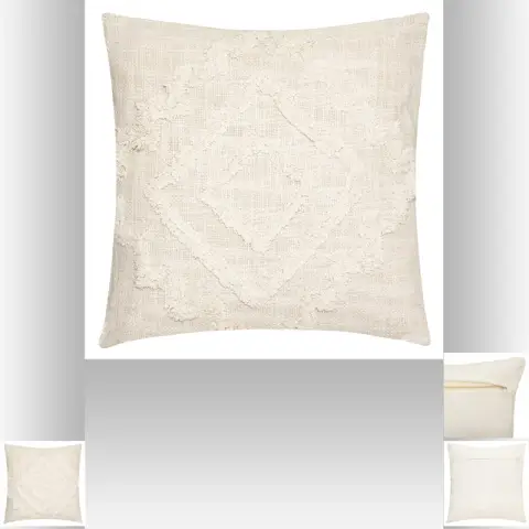 Inca Ivory Tufted Cushion 40x40cm