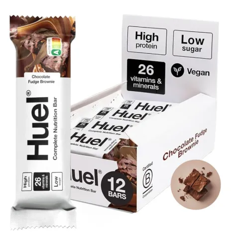 Huel Complete Nutrition Bars, Chocolate Fudge Brownie, 55g, Pack of 12