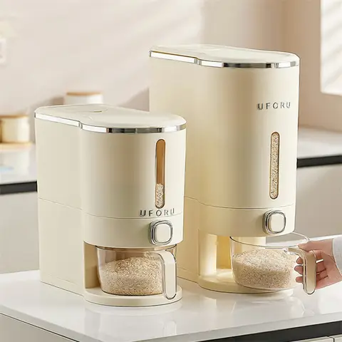 Seau de riz scellé pour la cuisine, récipient étanche à grains avec gobelet doseur, 5 kg