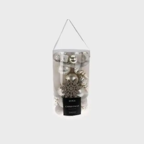 Kerstboom Decoratieballen Gekleurde Kerstballen Kerstsfeer - 57 stuks - Zilver