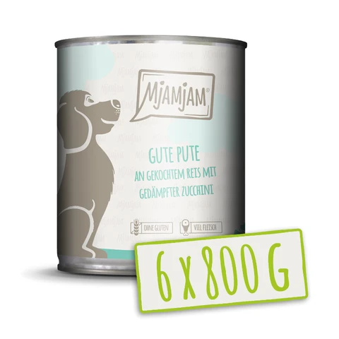 MjAMjAM - Fijne kalkoen met gekookte rijst en gestoomde courgettes 6 x 800 g