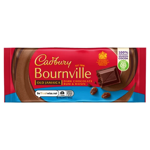 Cadbury Bournville Old Jamaica Dark Chocolate Rum & Raisin 100g