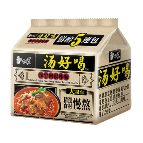 BX Noodle Artificial Spicy Beef  Soup 5 Packs 白象汤好喝-辣牛肉汤味面(5pcs)555g