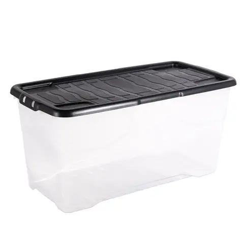Strata 80L Curve Box with Lid-Clear/Black Lid