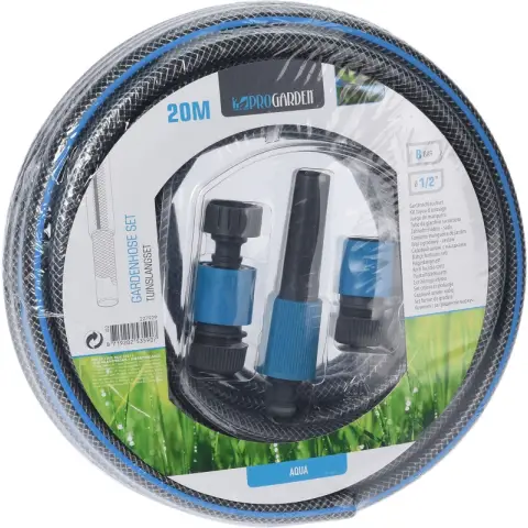 ProGarden Hose Set with Connector PVC Garden hose Blue Grey 20m 4pcs