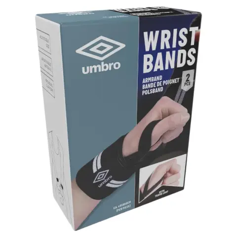Umbro Handgelenkbandagen 2 Stück - Handgelenkschoner - Krafttraining und Fitness - Weiß/Schwarz 45x8cm