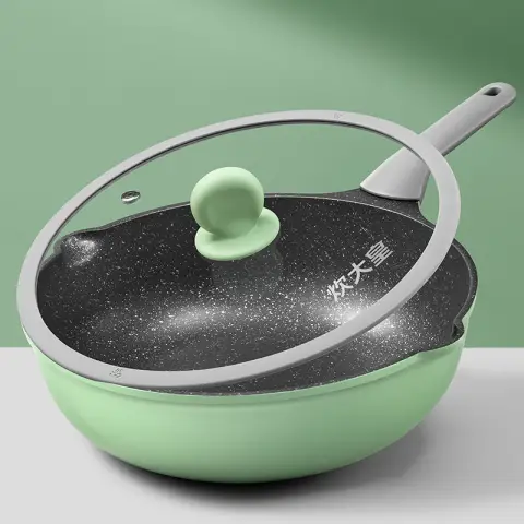 COOKER KING Greenery Wok Pan - Non Stick - all Heat Sources 30 cm