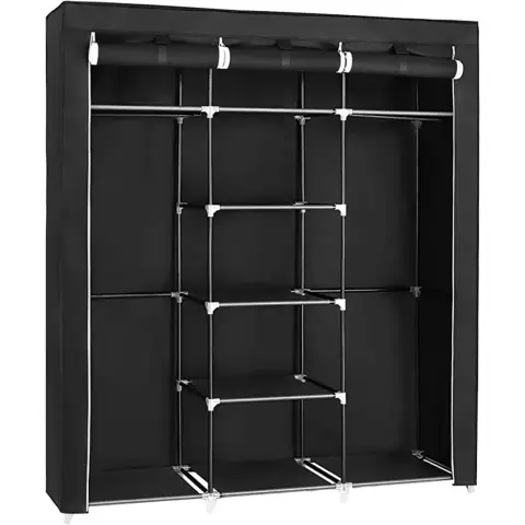 SONGMICS Faltbarer Kleiderschrank mit 2 Kleiderstangen, 175 x 150 x 45 cm
