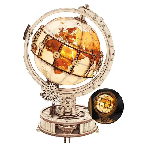 Robotime ROKR Puzzle 3D en bois le globe lumineux - 20,3 x 16,7 x 29,3 cm 
