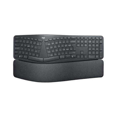 Logitech ERGO K860 Wireless Ergonomic Keyboard - Split Keyboard Layout, Wrist Rest, Natural Typing, Stain-Resistant Fabric, Windows/Mac, Bluetooth + USB, Windows/Mac, QWERTY UK English Layout - Grey (HK Version)