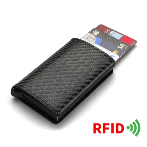 Kartenhalter aus Carbonfaser mit RFID-Blockierung, Schwarz