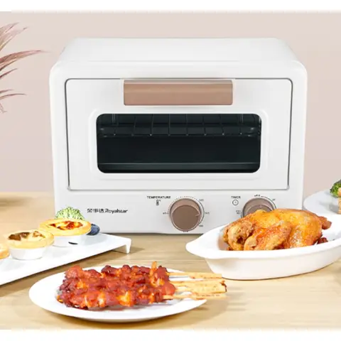Royalstar Elektroofen 12L 1000W 60-Minuten-Timer mit Backform und Grillrost M-Form Gleichmäßiges Erhitzen 0-200°C