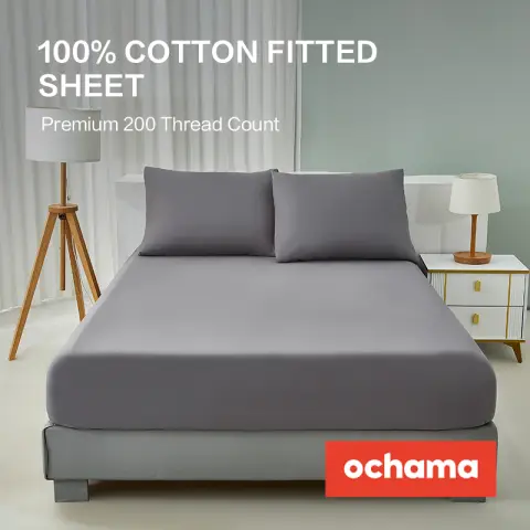 H.XUN Pure Cotton Brushed 1 Piece Fitted Sheet – Non-slip, Full-wrap Protective Cover - Grey 140*200 cm