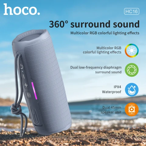 HOCO HC16 Waterproof Sports Outdoor Bluetooth Speaker - Grey