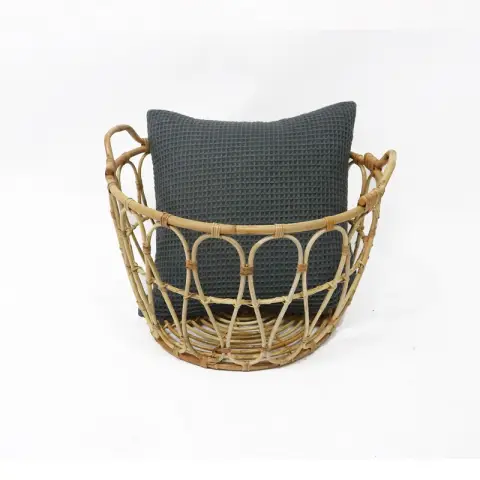 Woven Soft Waffle Cushion Dark Grey 45x45cm
