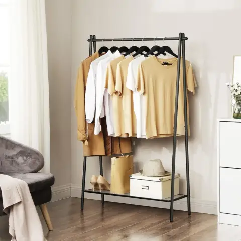 SONGMICS Étagère à vêtements à cadre en acier avec barre de suspension et étagère 33,5x92,5x153cm pour chambr