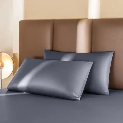 J.Zao 2pcs - 60s Bony Cotton Pillowcase for Mother and Baby - Grey Blue - 48x74cm - A Pair Gray Blue