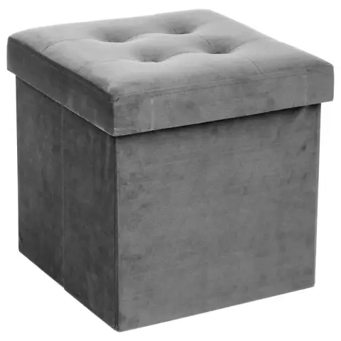 Atmosphera Velvet Ottoman - Foldable - Grey