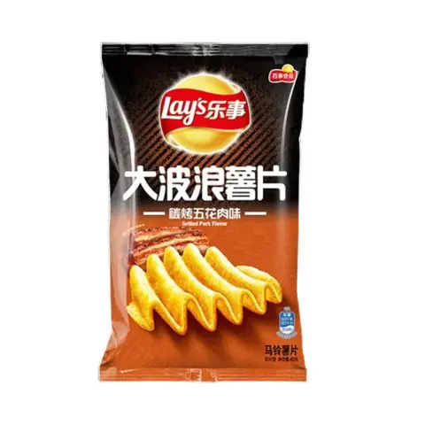 Lays Big Wave Kartoffelchips (auf Holzkohle gegrillter Schweinebauch) 40G